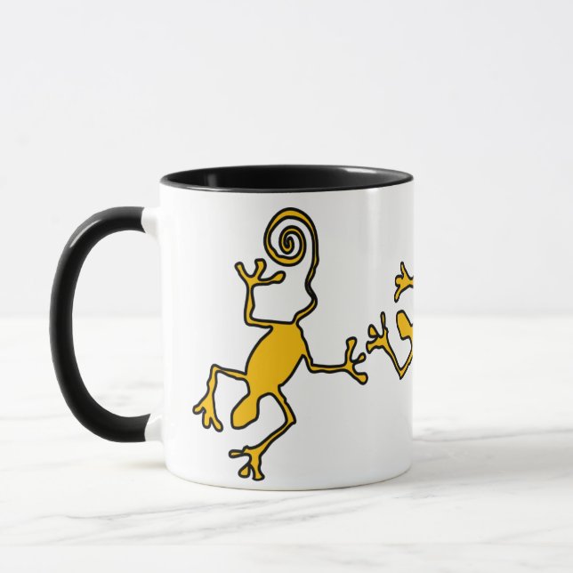 gul ödla ringare keramikkopp mugg (Vänster)