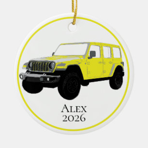 Gul Off-Road Nyttofordon 7 springgaller Julgransprydnad Keramik