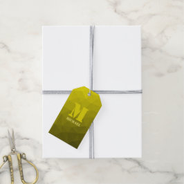 Gul ombré geometrisk mesh-mönster Monogram Presentetikett