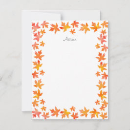 Gul Orange Akvarell Lönnbladsgirland    Anteckningskort