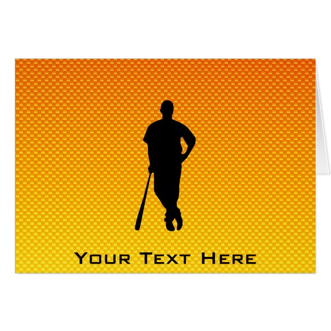 Gul orange baseball hälsningskort (Framsidan Horizontal)