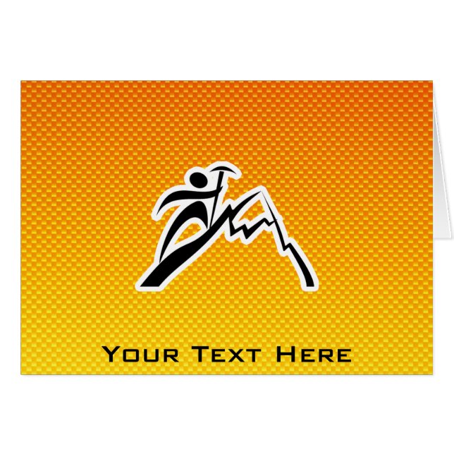 Gul orange bergklättring hälsningskort (Framsidan Horizontal)