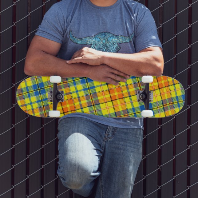Gul Orange Blå Plaid Tartan Design  Mini Skateboard Bräda 18,5 Cm (Utomhus 3)