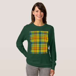 Gul Orange Blå Plaid Tartan Design T Shirt