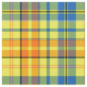 Gul Orange Blå Plaid Tartan Design Tyg