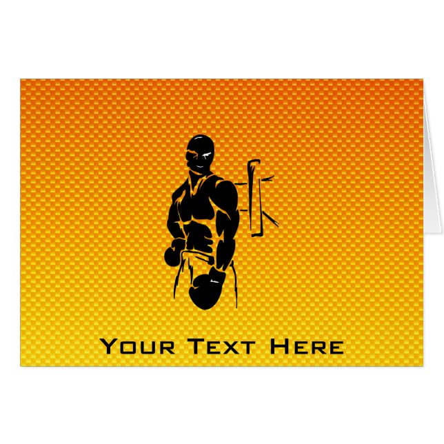 Gul orange boxning hälsningskort (Framsidan Horizontal)