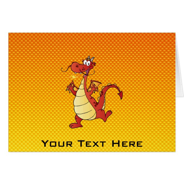Gul orange drake hälsningskort (Framsidan Horizontal)