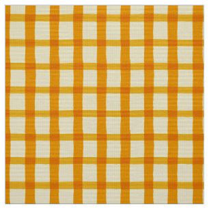 Gul orange Gingham för sommar Tyg
