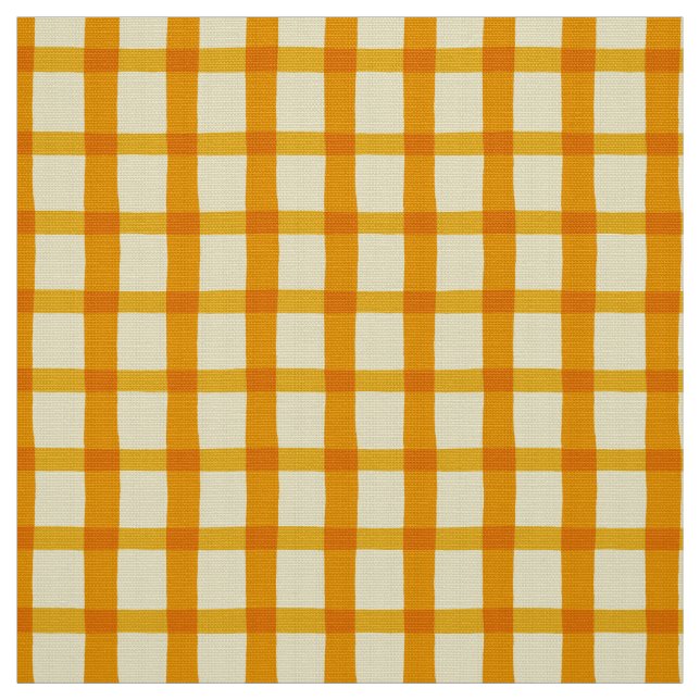 Gul orange Gingham för sommar Tyg (Provkarta)