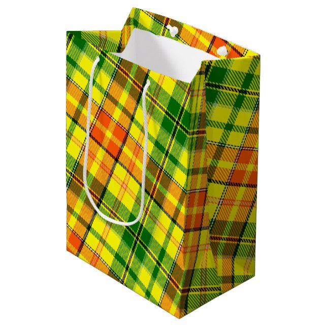 Gul Orange Grön Plaid Tartan Design  (Framsidan Vinklad)