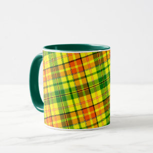 Gul Orange Grön Plaid Tartan Design Mugg