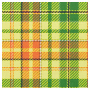 Gul Orange Grön Plaid Tartan Design Tyg