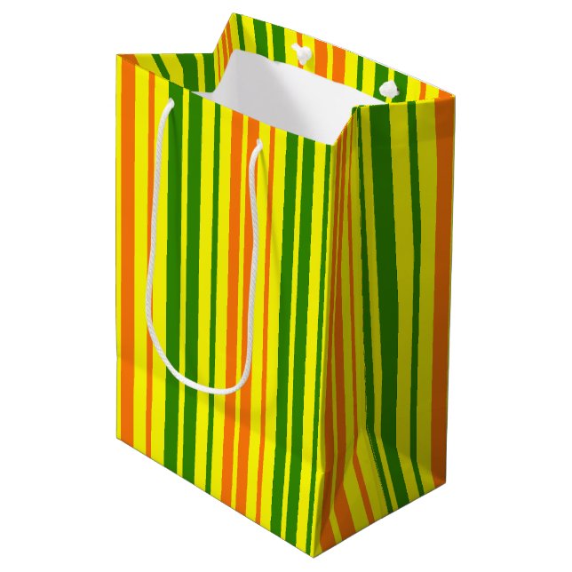 Gul Orange Grön Vertikal Randig Design   (Framsidan Vinklad)
