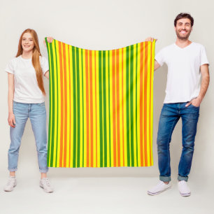 Gul Orange Grön Vertikal Randig Design Fleecefilt