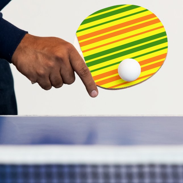 Gul Orange Grön Vertikal Randig Design   Pingisracket (Insitu)