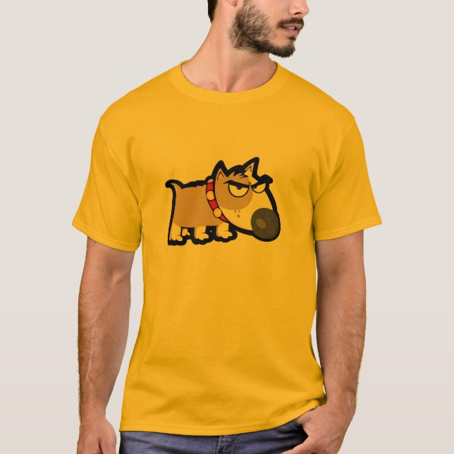 Gul orange Grumpy hund Tee Shirt (Framsida)