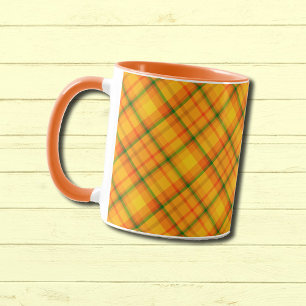 Gul Orange Karomönstrad Mugg