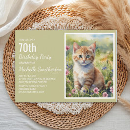 Gul Orange Kittens Katt Älskare 70-årsdag Inbjudningar