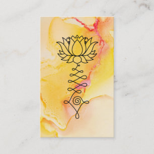 Gul orange lotusblomma Reiki som för *~* läker Visitkort