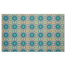 Gul-orange, mint och rosa mandala. tyg
