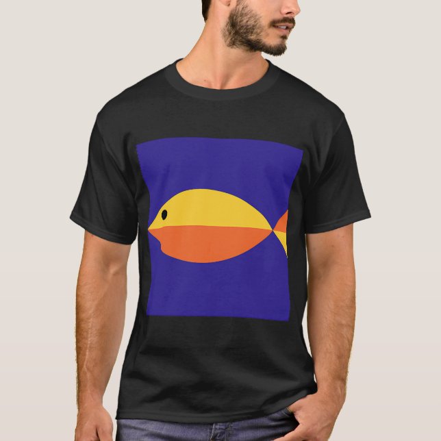 Gul Orange Monokrom Fisk T Shirt (Framsida)