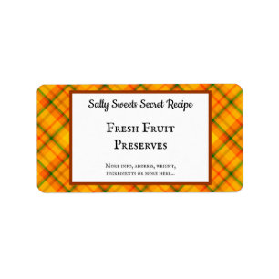 Gul Orange Plaid Anpassad Bakning Adressetikett