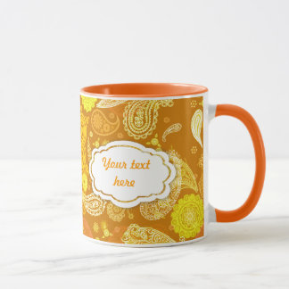 Gul orange solig paisley anpassade mugg