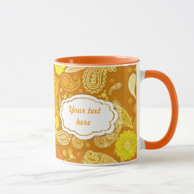 Gul orange solig paisley anpassade mugg (Höger)