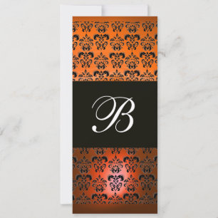 GUL ORANGE SVART DAMAST MONOGRAM ,vit Inbjudningar