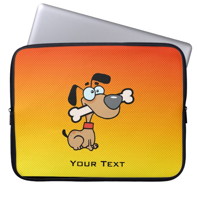 Gul orange tecknad hund laptop sleeve (Framsidan)