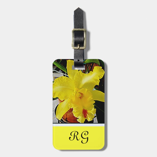 Gul orkidé blomma resa bagagebricka (Vertikal Framsida)