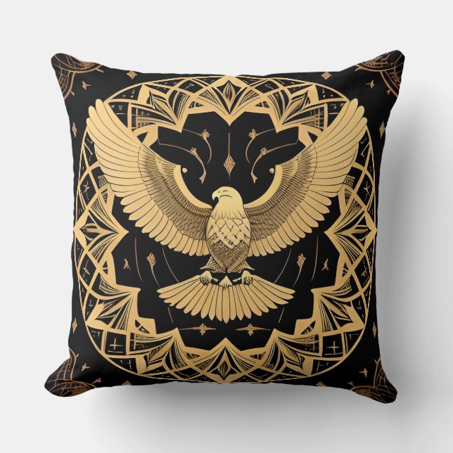 Gul Örn Mandala Design Elegant Geometrisk  Kudde (Framsida)