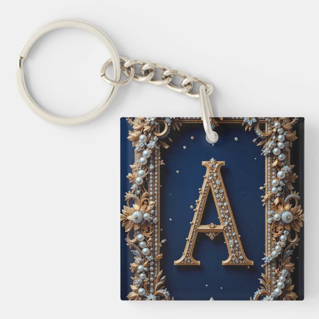 Gul Ornamenterad Bokstav A Juvel Monogram Elegans  (Framsidan)