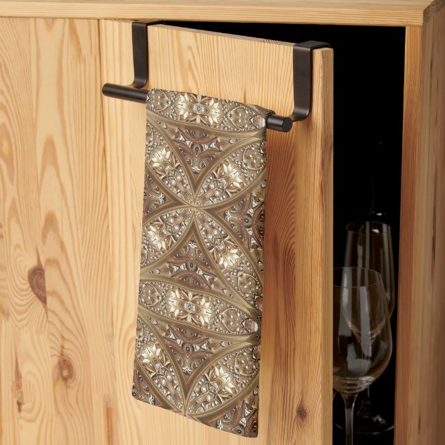 Gul Ornamenterad Kökshandduk (Thirds Fold)