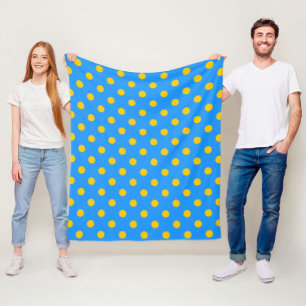Gul På Blå Prickar Mönsterdesign Fleecefilt