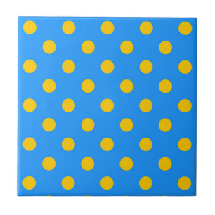 Gul på blå prickmönsterdesign kakelplatta
