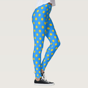 Gul på blå prickmönsterdesign leggings
