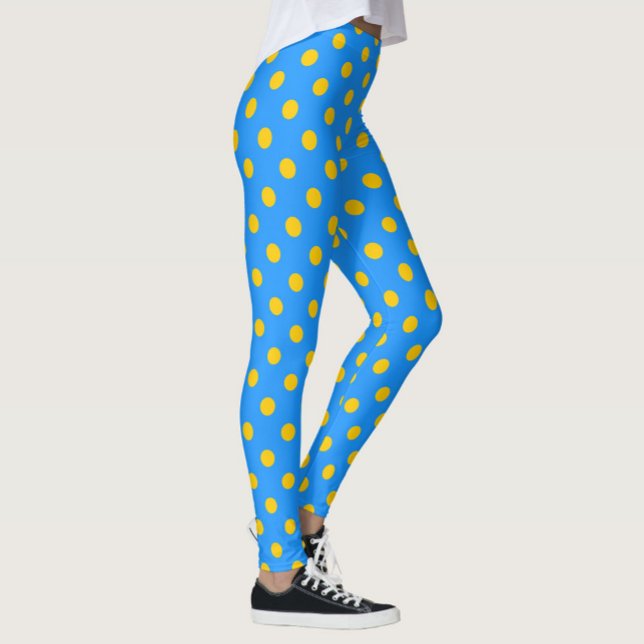 Gul på blå prickmönsterdesign leggings (Skapare uppladdad)