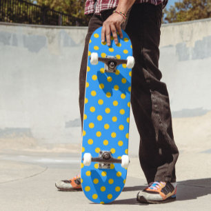 Gul på blå prickmönsterdesign mini skateboard bräda 18,5 cm