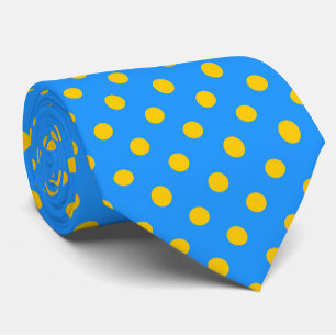 Gul på blå prickmönsterdesign slips