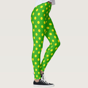 Gul på grön prickmönsterdesign leggings