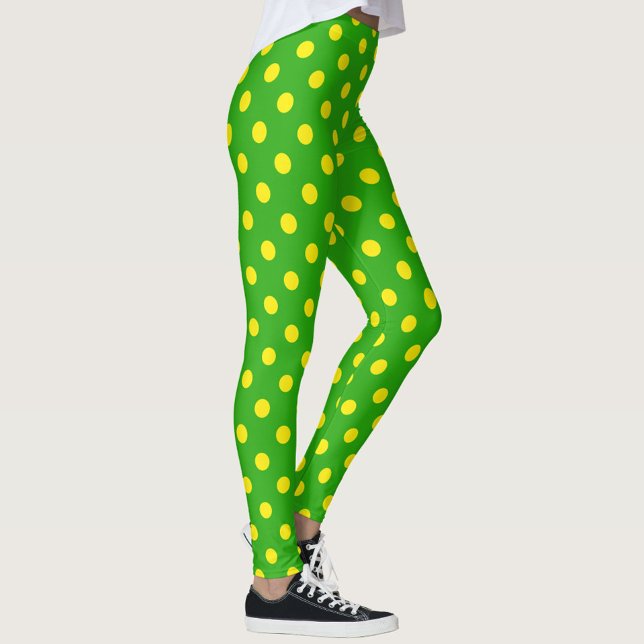 Gul på grön prickmönsterdesign  leggings (Skapare uppladdad)