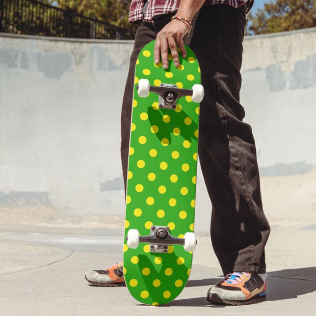 Gul på grön prickmönsterdesign  mini skateboard bräda 18,5 cm (Skapare uppladdad)