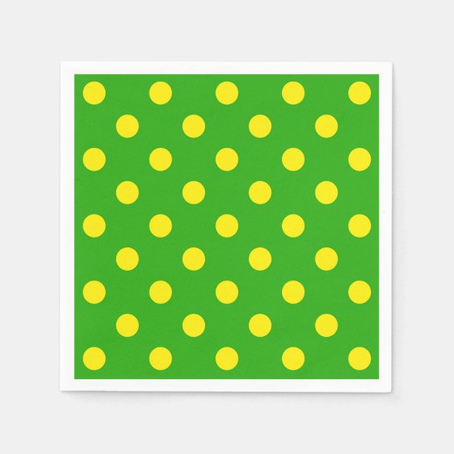 Gul på grön prickmönsterdesign  pappersservett (Framsidan)