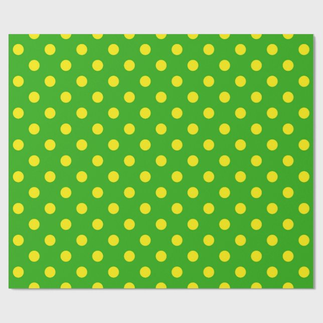 Gul på grön prickmönsterdesign  presentpapper (Platt)