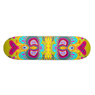 Gul Paisley Rosa Hjärt Kalejdoskop Mini Skateboard Bräda 18,7 Cm