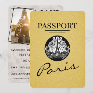 Gul Paris Pass Save The Date Spara Datumet