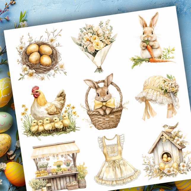 Gul påskuppsättning 2 klistermärken (Skapare uppladdad)