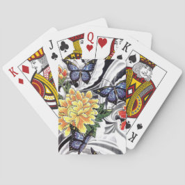 Gul Peony och Fjäril Tatuering Design Casinokort