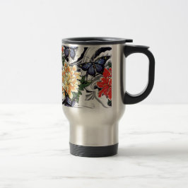 Gul Peony och Fjäril Tatuering Design Resemugg